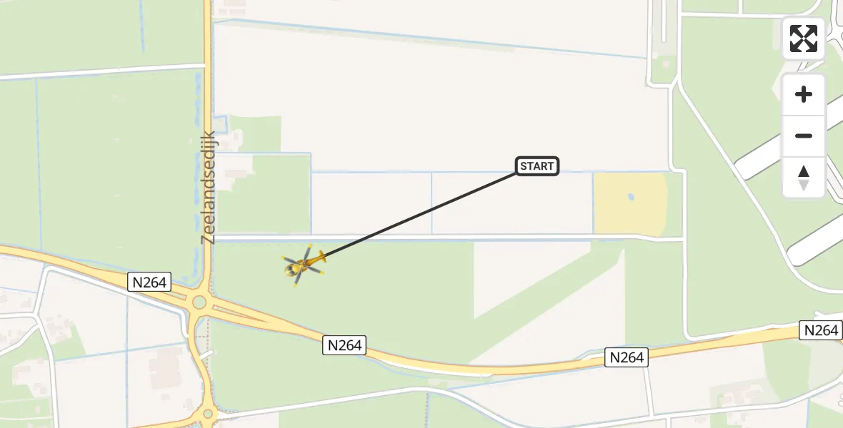 Vluchtroute Traumahelikopter van Vliegbasis Volkel naar Vliegbasis Volkel