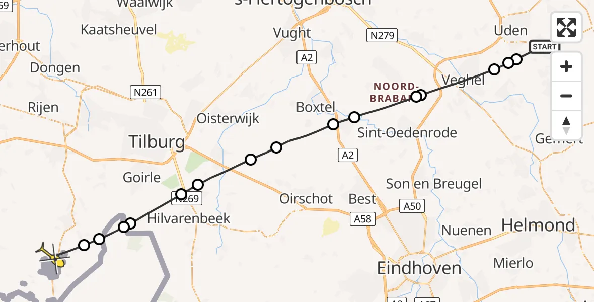 Routekaart van de vlucht: Lifeliner 3 naar Baarle-Nassau