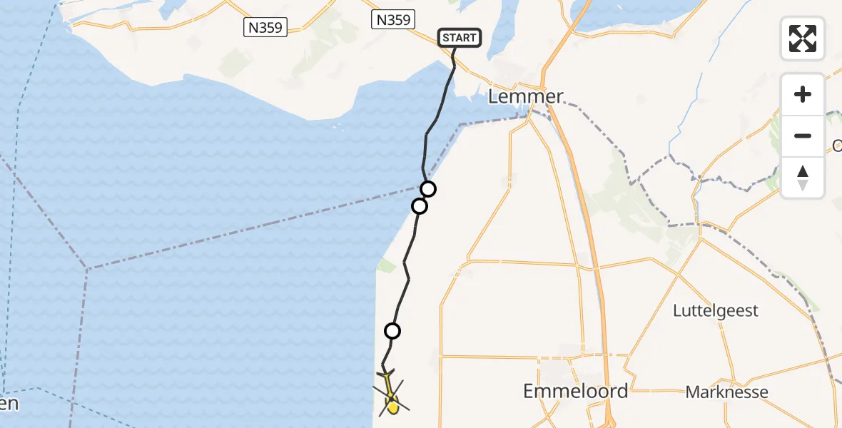 Routekaart van de vlucht: Ambulanceheli naar Espel