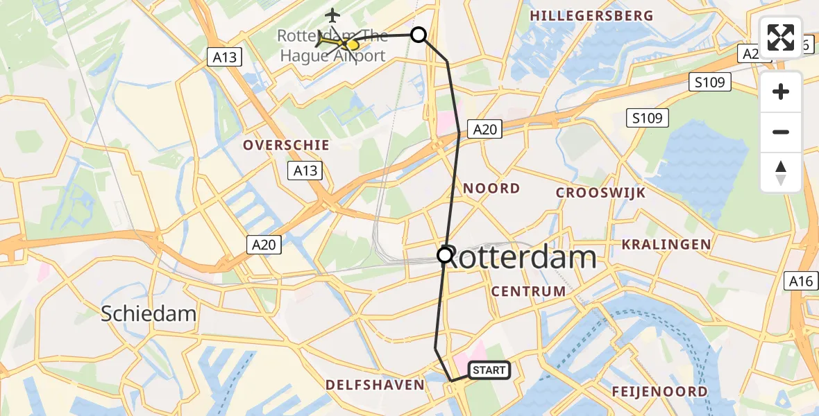 Routekaart van de vlucht: Lifeliner 2 naar Rotterdam The Hague Airport