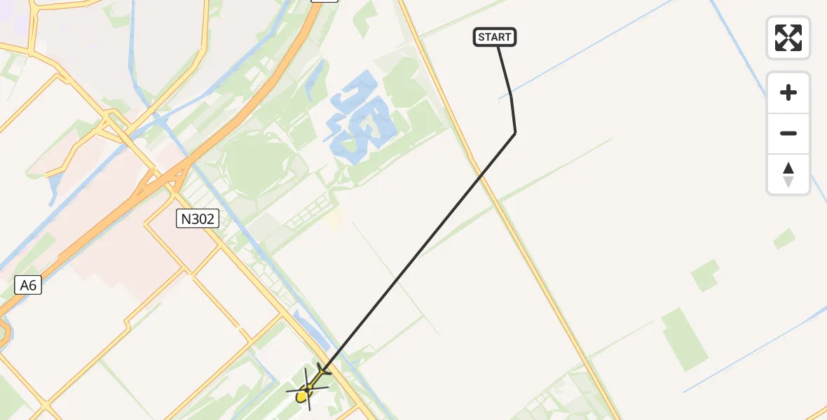 Routekaart van de vlucht: Ambulancehelikopter naar Lelystad Airport