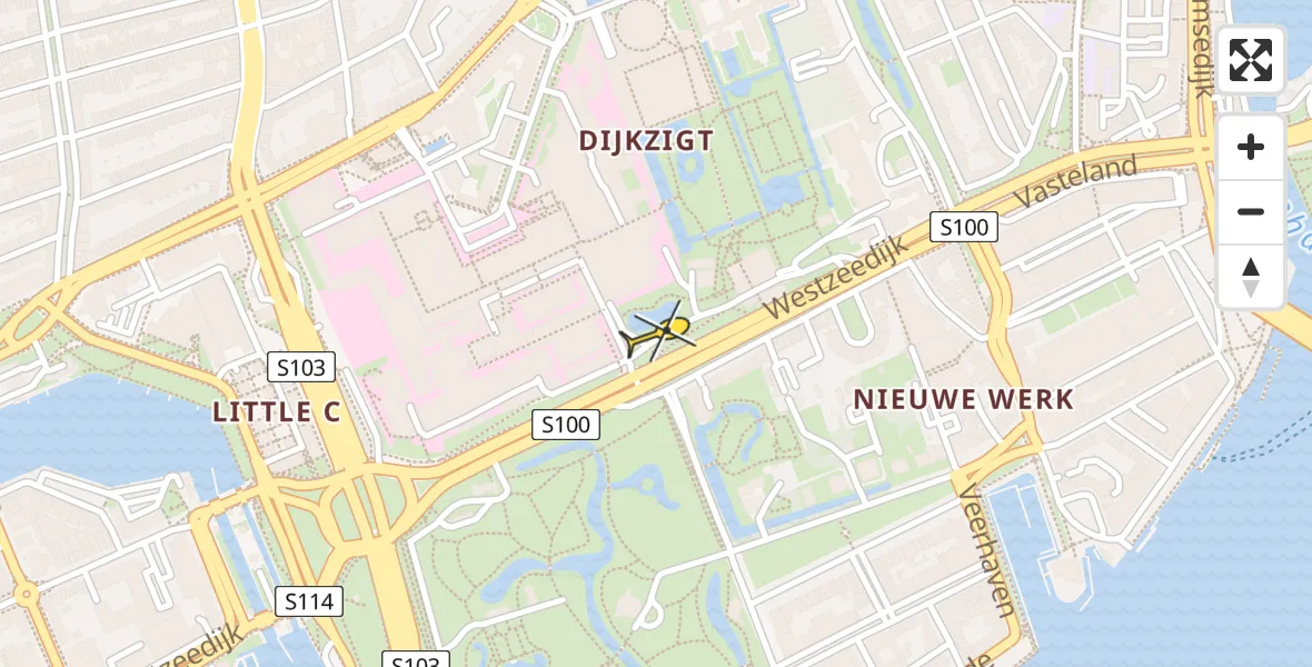 Vluchtroute Traumahelikopter van Erasmus MC naar Erasmus MC