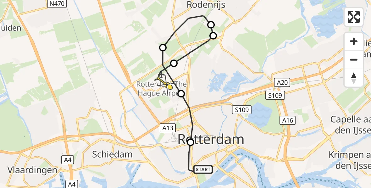 Routekaart van de vlucht: Lifeliner 2 naar Rotterdam The Hague Airport