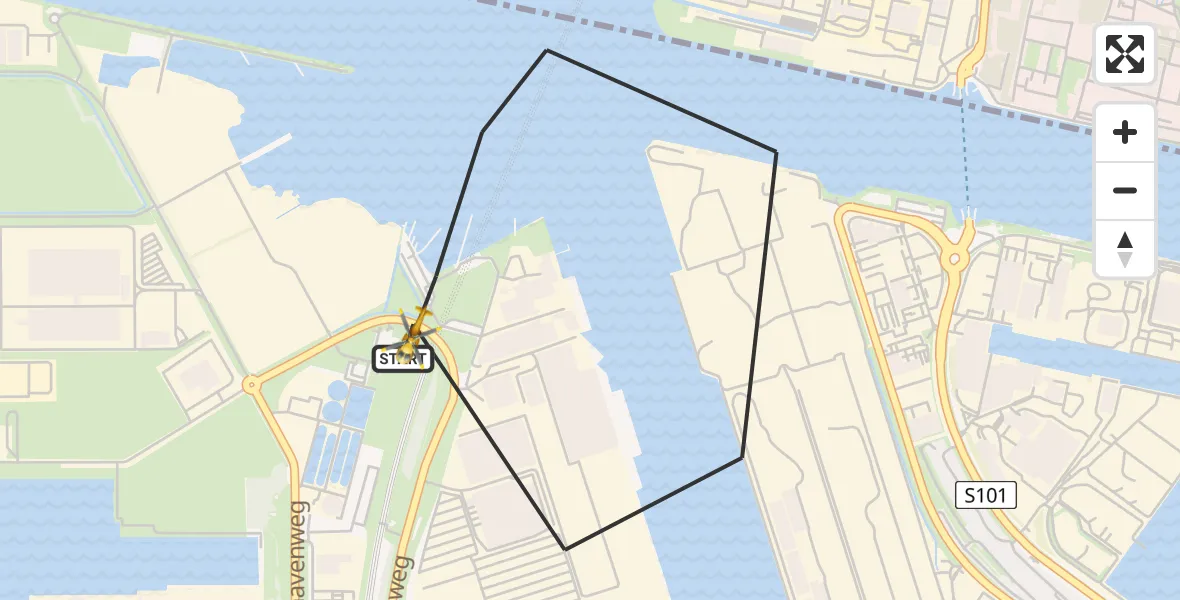 Vluchtroute Traumahelikopter Amsterdam Heliport - Amsterdam Heliport, 16 januari 2024, 20:13