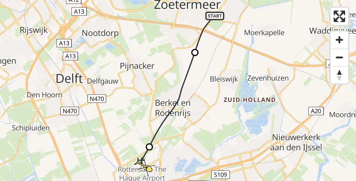 Routekaart van de vlucht: Lifeliner 2 naar Rotterdam The Hague Airport