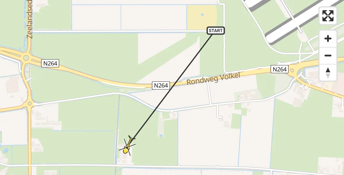 Routekaart van de vlucht: Traumahelikopter naar Volkel