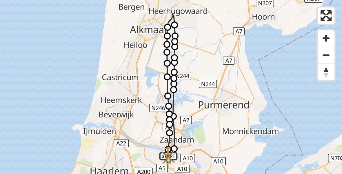 Vluchtroute Traumahelikopter Amsterdam Heliport - Amsterdam Heliport, 17 januari 2024, 07:48