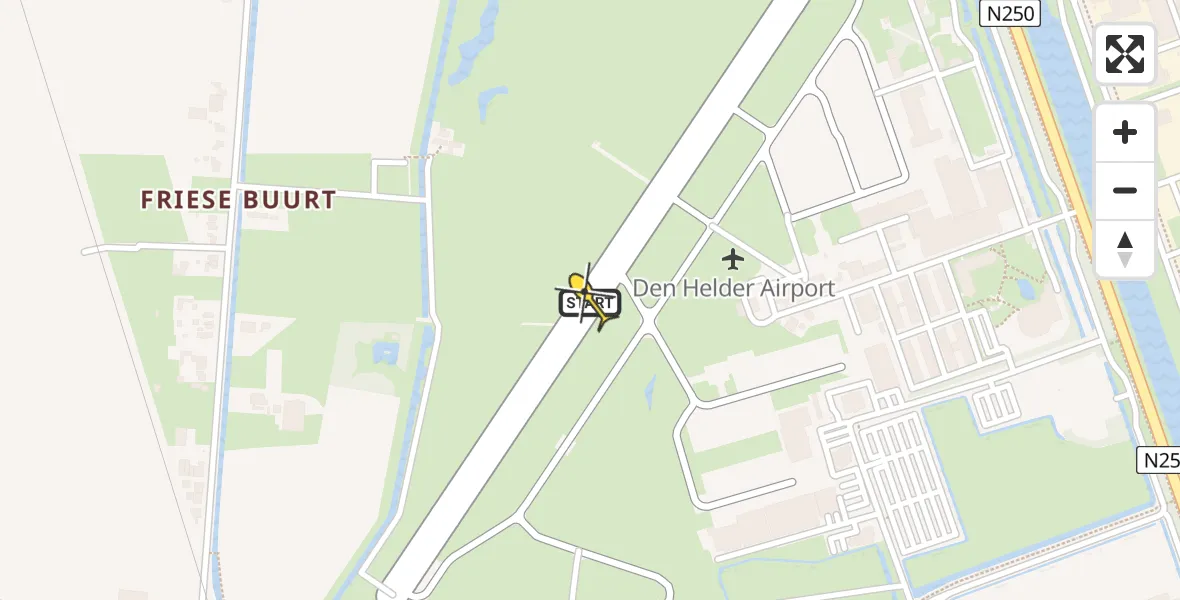 Routekaart van de vlucht:  naar Vliegveld De Kooy