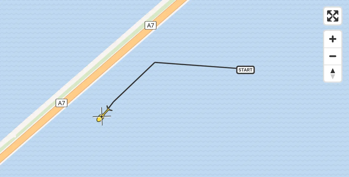 Routekaart van de vlucht: Kustwachthelikopter naar Den Oever