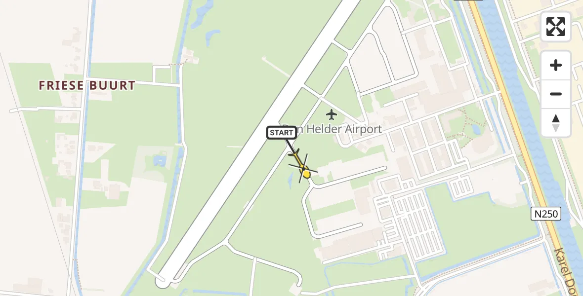 Vluchtroute  van Vliegveld De Kooy naar Vliegveld De Kooy