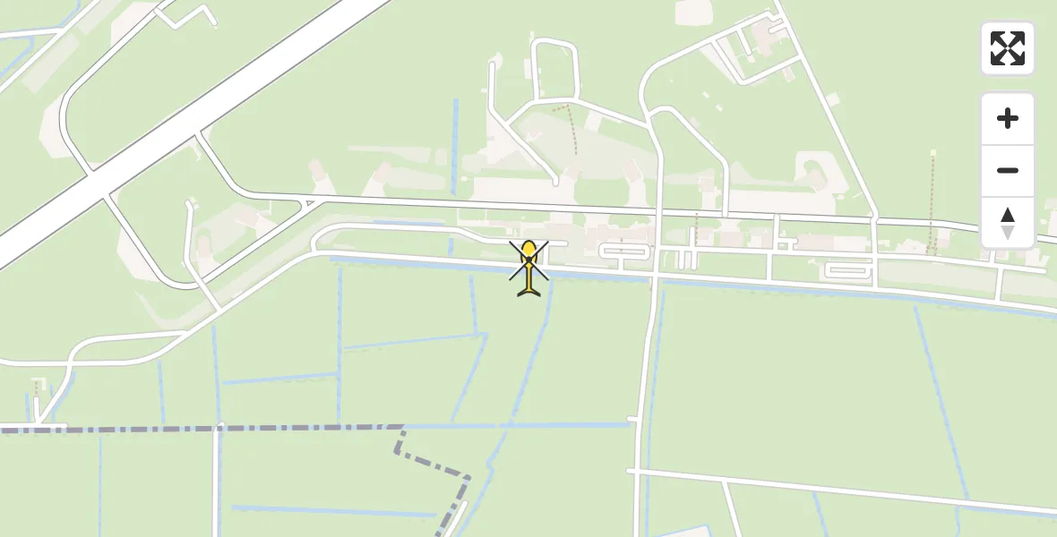 Vluchtroute Ambulancehelikopter van Vliegbasis Leeuwarden naar Vliegbasis Leeuwarden