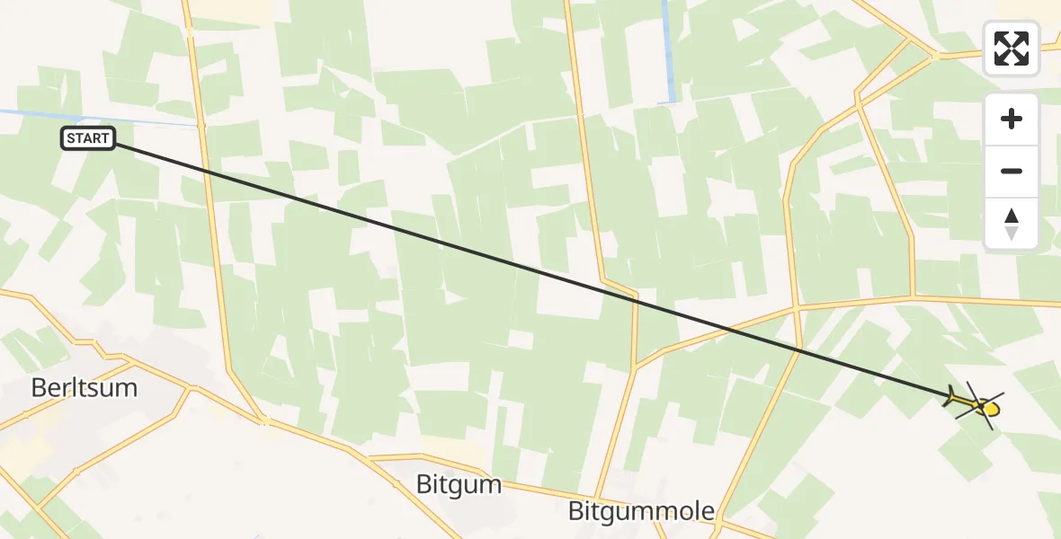 Routekaart van de vlucht: Ambulanceheli naar Bitgummole