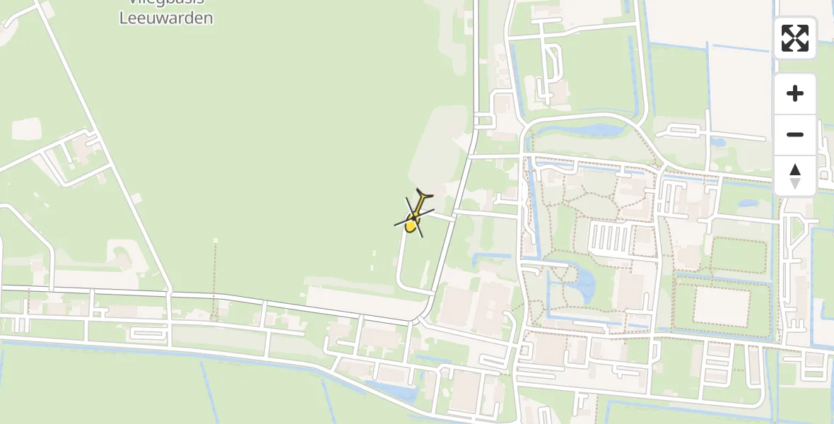 Vluchtroute Ambulancehelikopter van Vliegbasis Leeuwarden naar Vliegbasis Leeuwarden
