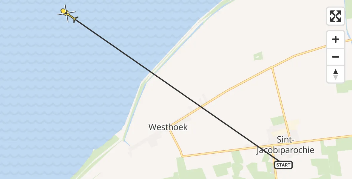 Routekaart van de vlucht: Ambulancehelikopter naar Oosterend