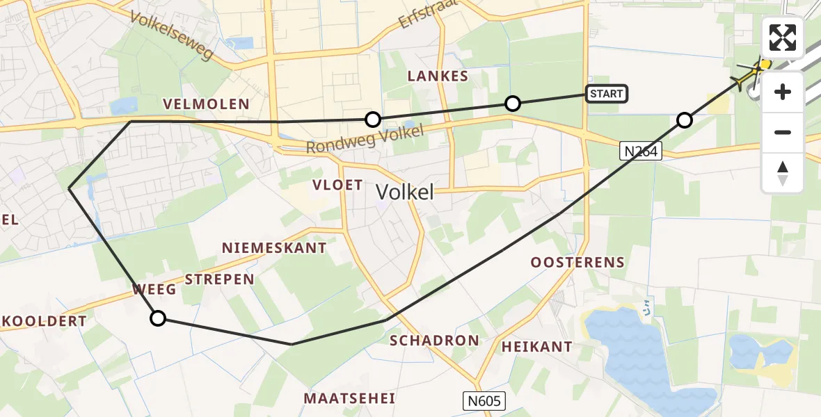 Routekaart van de vlucht: Lifeliner 3 naar Vliegbasis Volkel