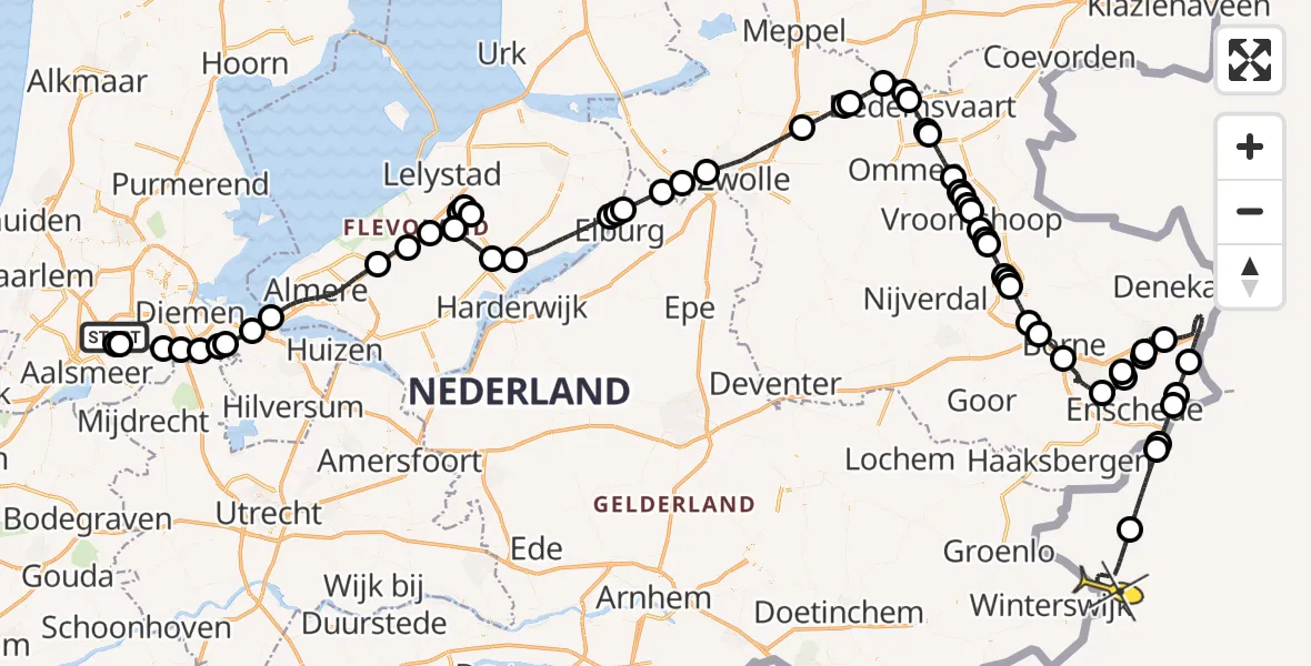 Routekaart van de vlucht: Politiehelikopter naar Stadtlohn