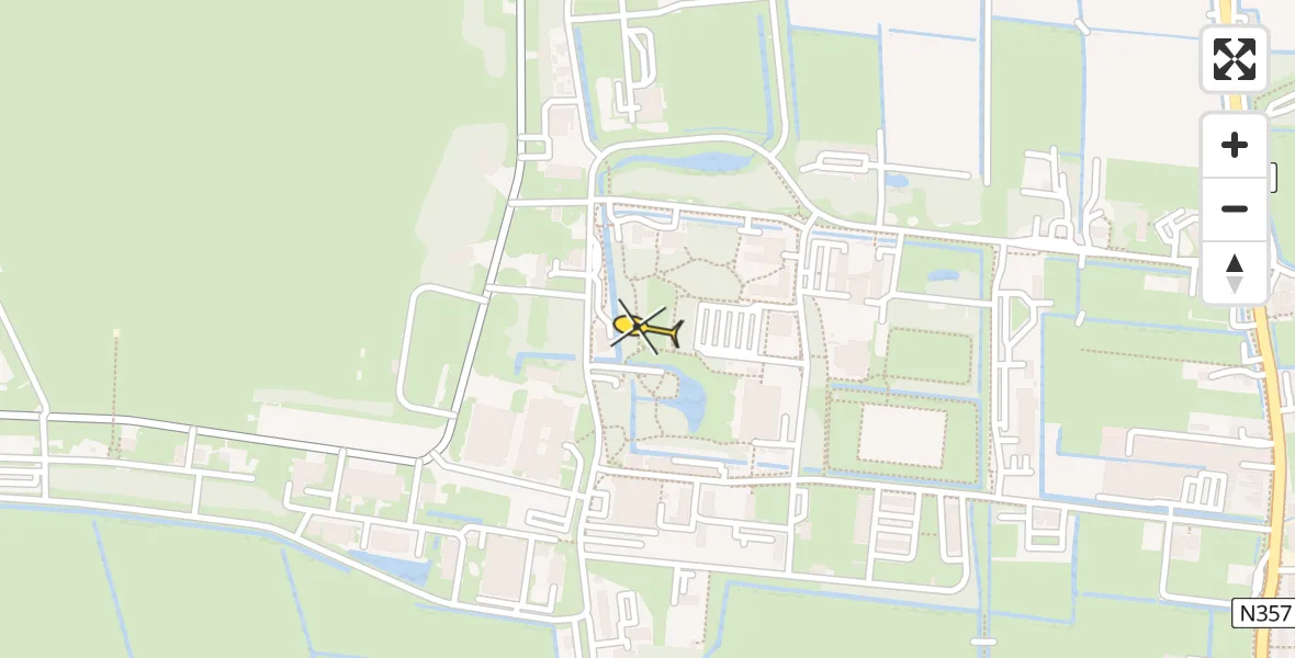 Vluchtroute Ambulancehelikopter van Vliegbasis Leeuwarden naar Vliegbasis Leeuwarden