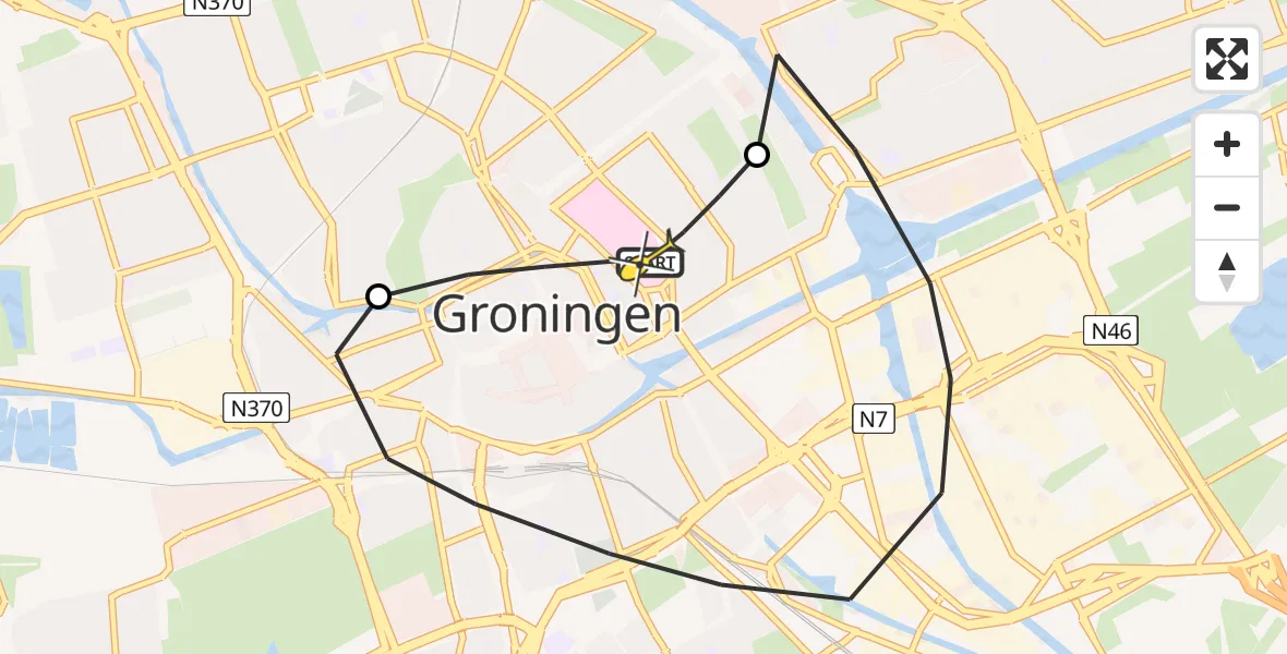 Routekaart van de vlucht: Lifeliner 4 naar Universitair Medisch Centrum Groningen