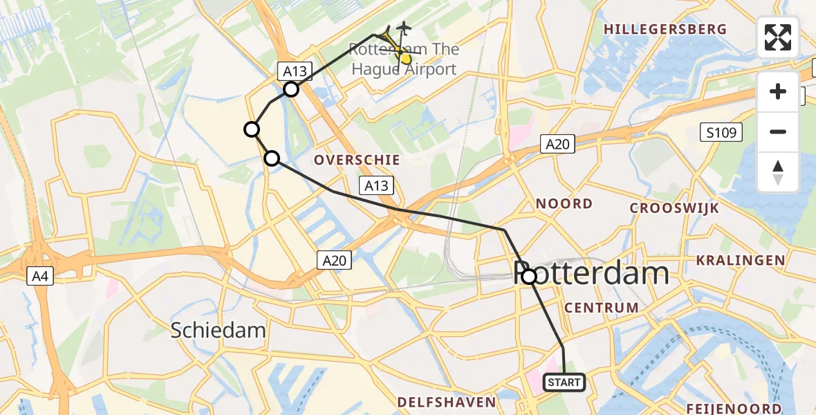 Routekaart van de vlucht: Lifeliner 2 naar Rotterdam The Hague Airport