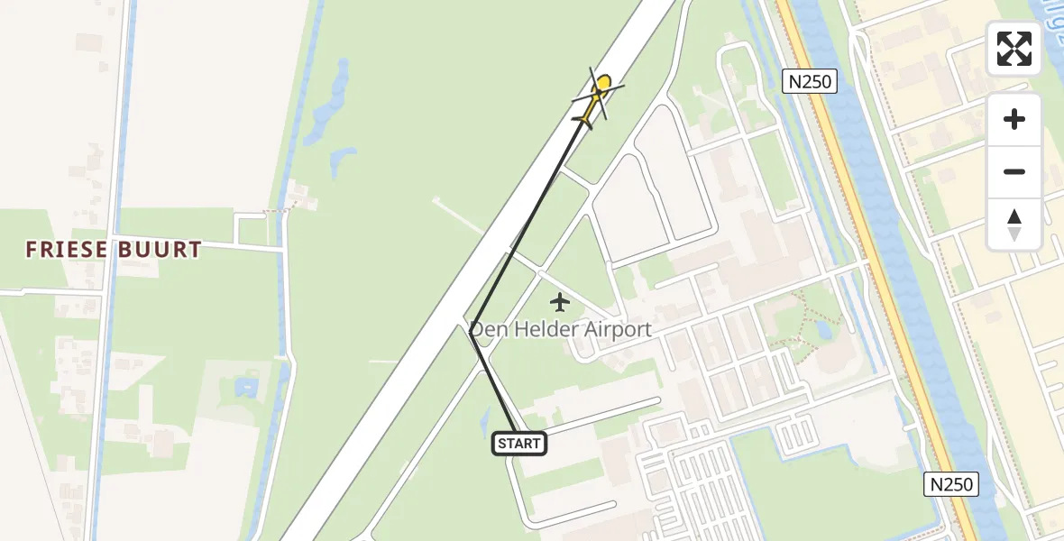 Vluchtroute  van Vliegveld De Kooy naar Vliegveld De Kooy