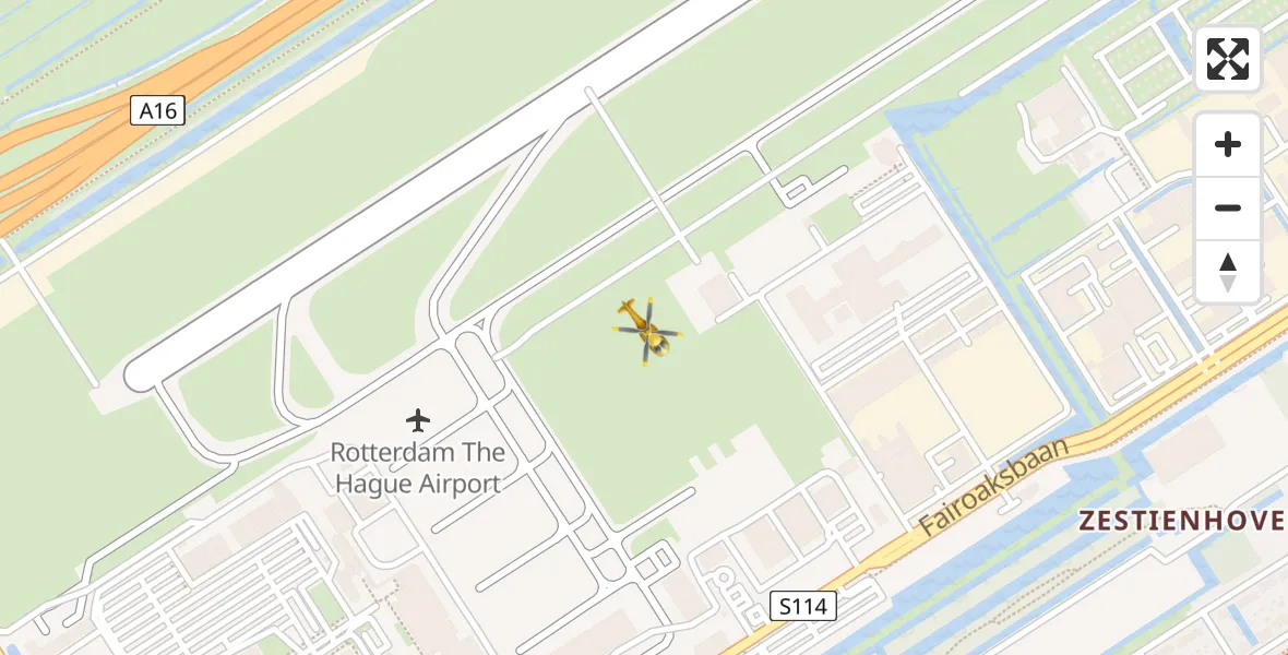 Vluchtroute Traumahelikopter Rotterdam The Hague Airport - Rotterdam The Hague Airport, 17 januari 2024, 16:33
