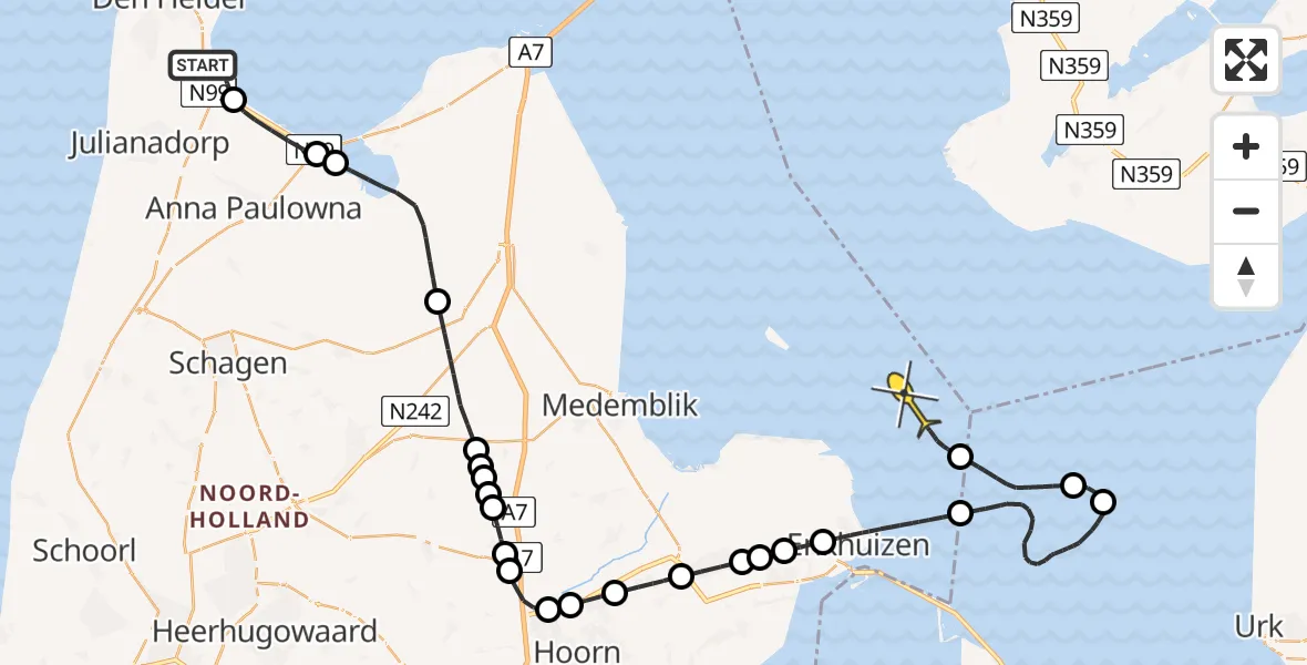 Routekaart van de vlucht: NCG06 naar Enkhuizen