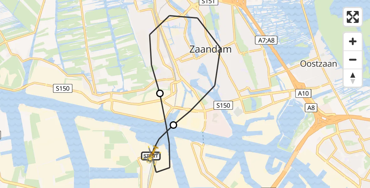 Vluchtroute Traumahelikopter Amsterdam Heliport - Amsterdam Heliport, 17 januari 2024, 18:01