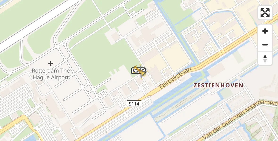 Vluchtroute Traumahelikopter Rotterdam The Hague Airport - Rotterdam The Hague Airport, 17 januari 2024, 19:19