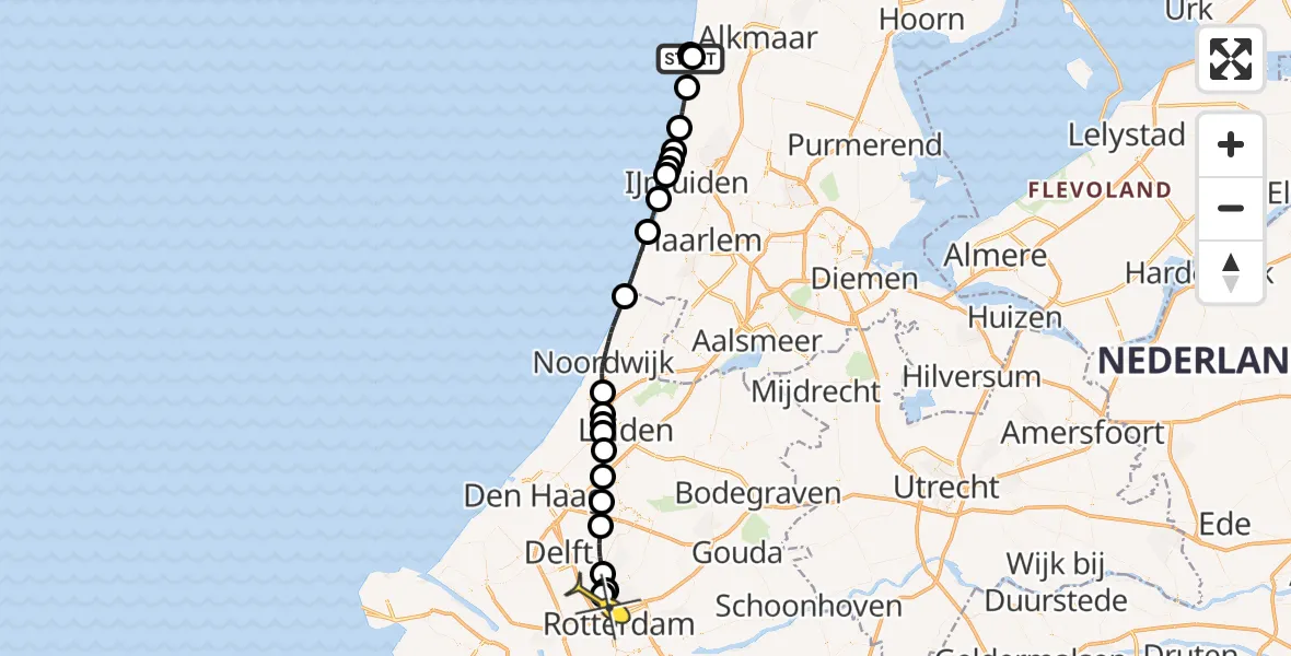 Routekaart van de vlucht: Lifeliner 2 naar Rotterdam The Hague Airport