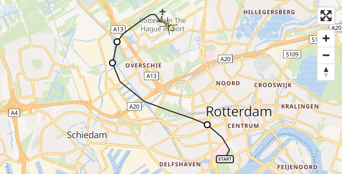 Routekaart van de vlucht: Lifeliner 2 naar Rotterdam The Hague Airport