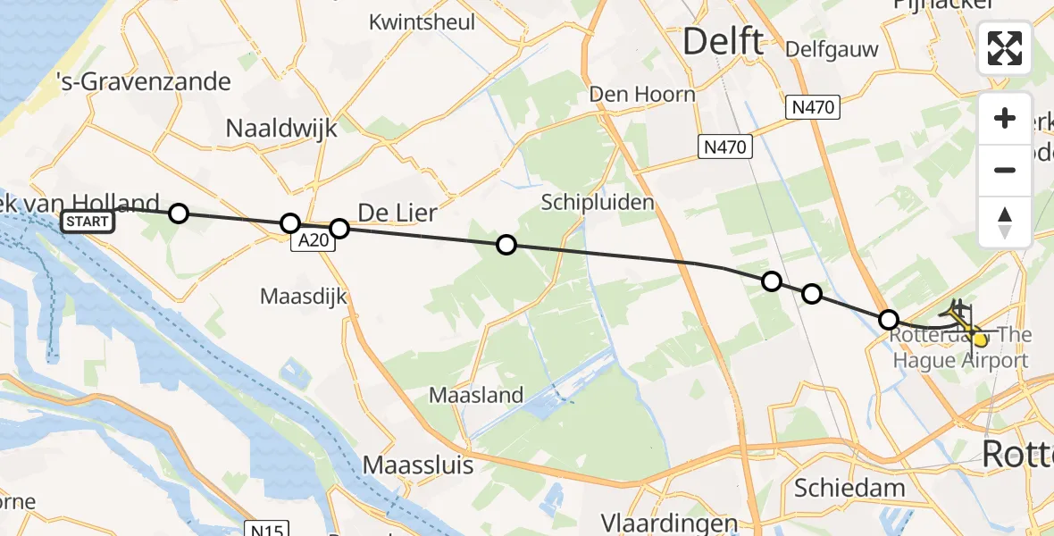 Routekaart van de vlucht: Lifeliner 2 naar Rotterdam The Hague Airport