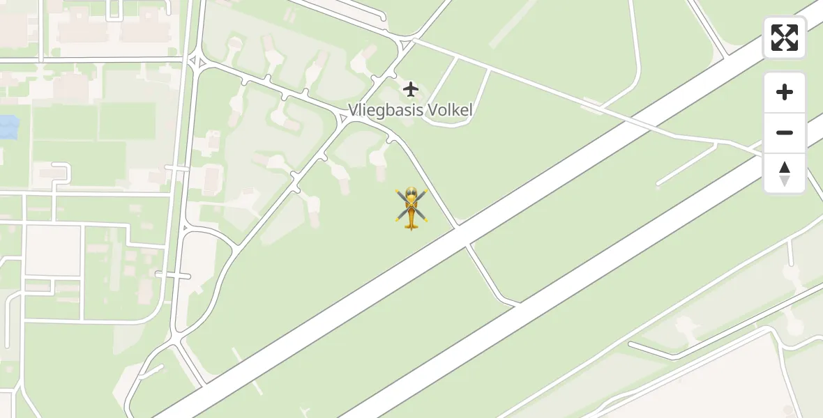 Vluchtroute Traumahelikopter van Vliegbasis Volkel naar Vliegbasis Volkel