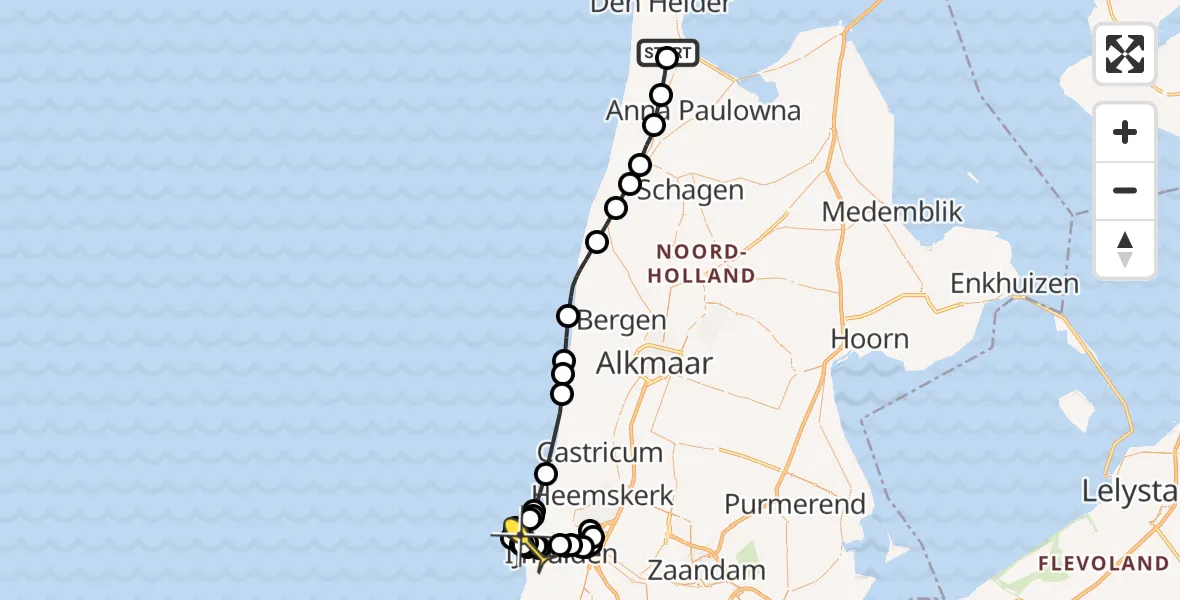 Routekaart van de vlucht: NCG06 naar Velsen-Noord