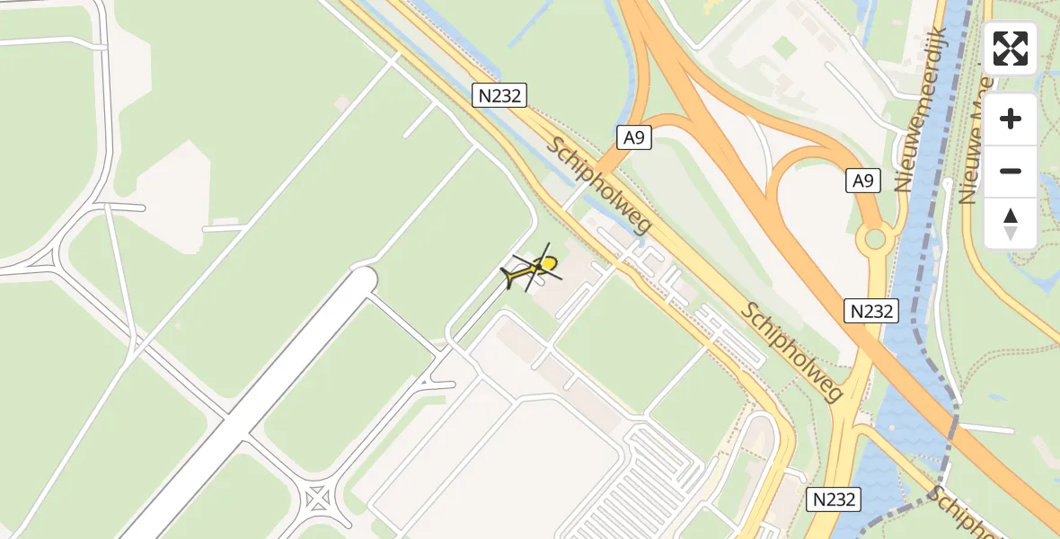 Vluchtroute Politiehelikopter van Schiphol naar Schiphol