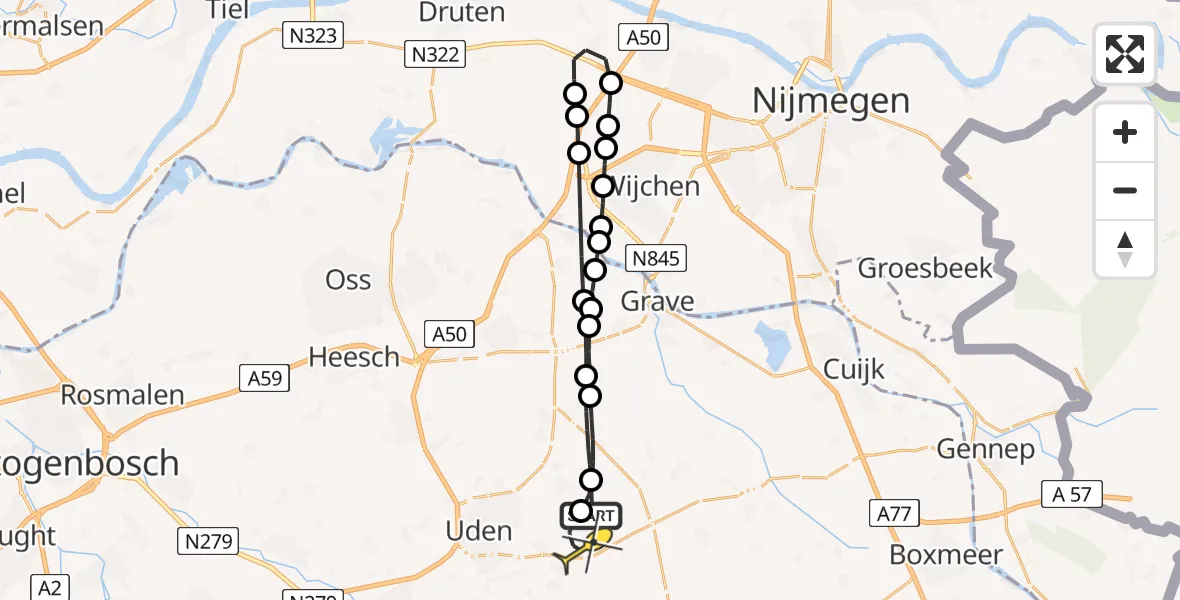 Routekaart van de vlucht: Lifeliner 3 naar Vliegbasis Volkel