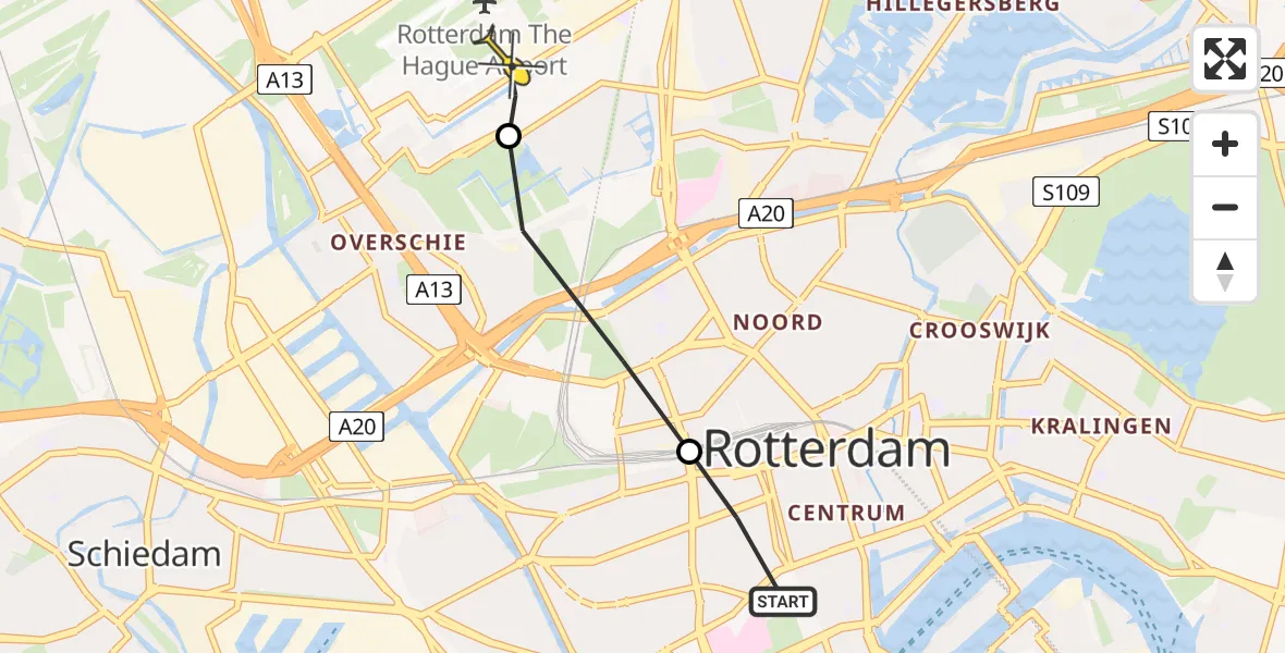 Routekaart van de vlucht: Lifeliner 2 naar Rotterdam The Hague Airport