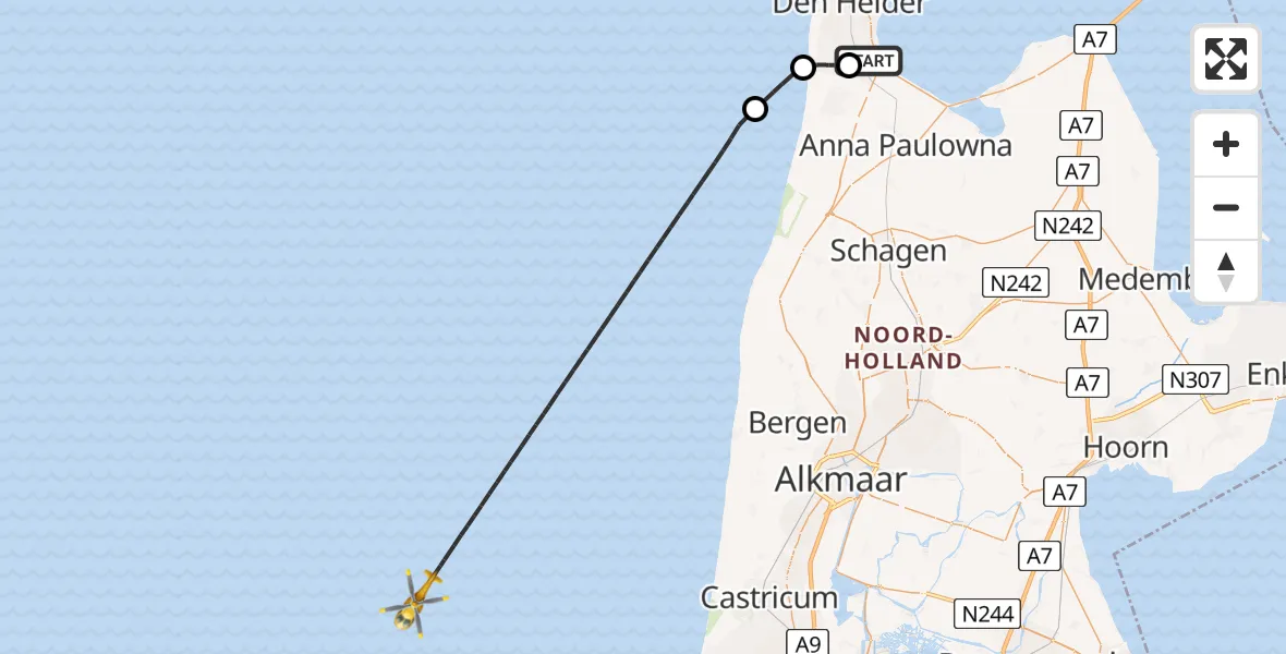 Vluchtroute  Vliegveld De Kooy - , 18 januari 2024, 16:22