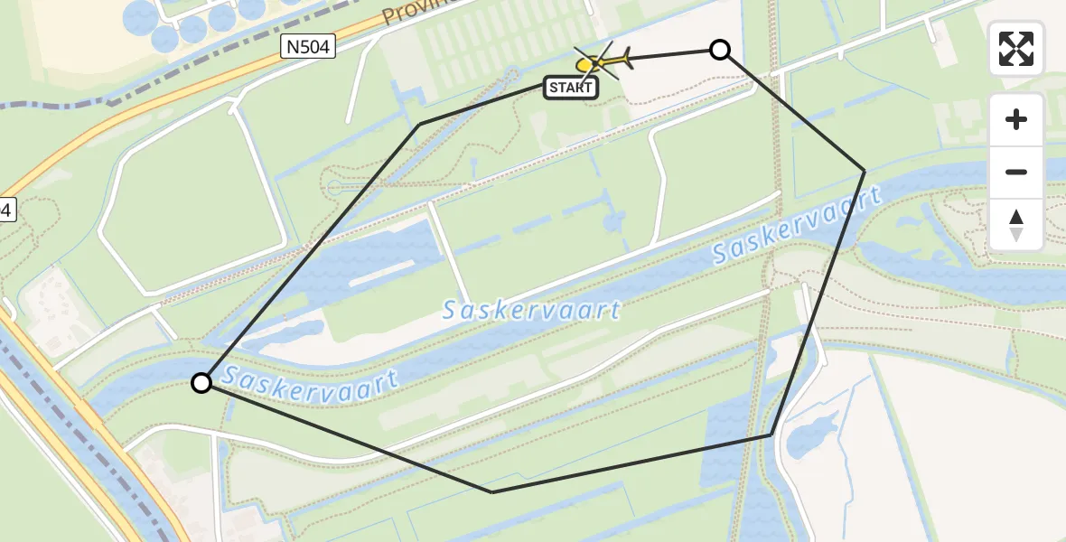 Routekaart van de vlucht: Kustwachthelikopter naar Oudkarspel