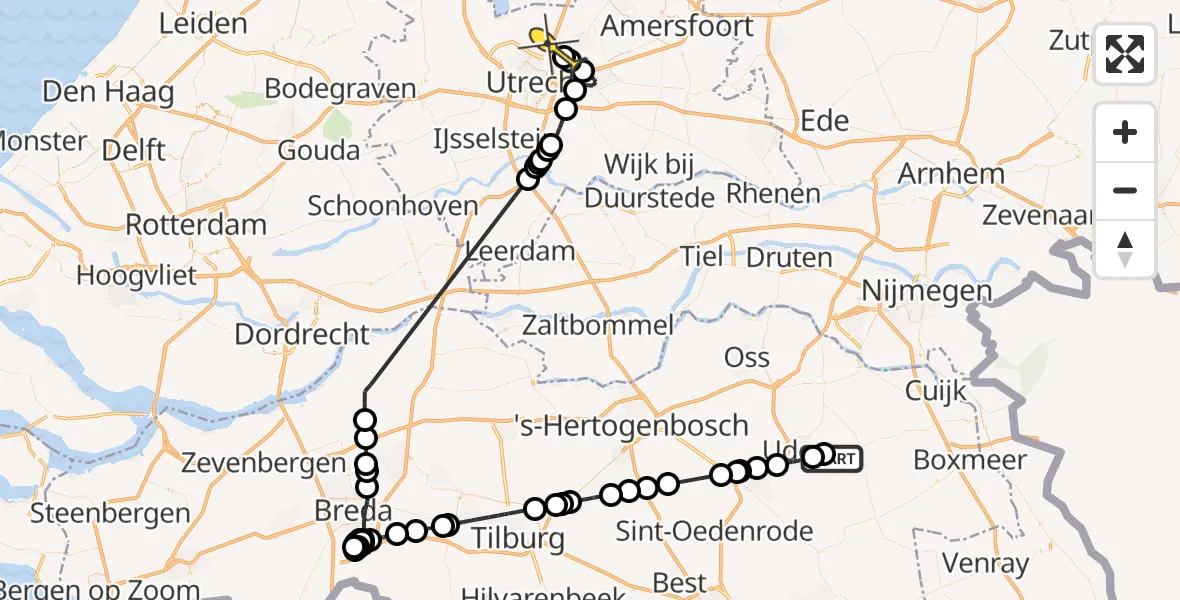 Routekaart van de vlucht: Politieheli naar Groenekan