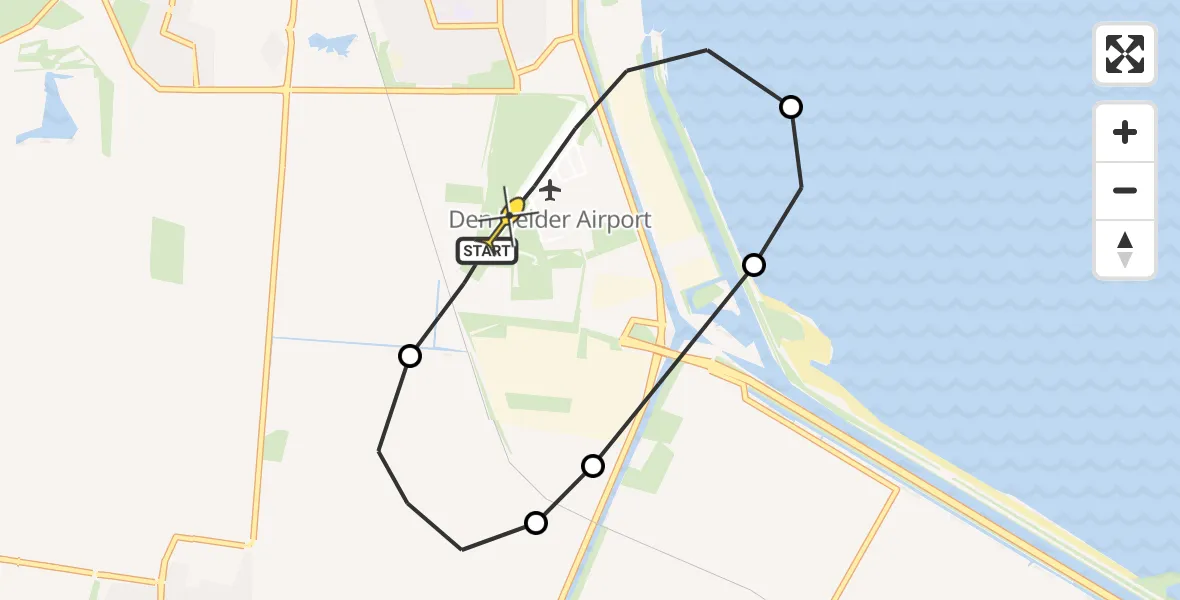 Routekaart van de vlucht: Kustwachthelikopter naar Vliegveld De Kooy