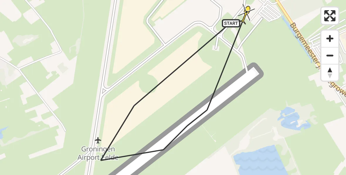 Routekaart van de vlucht: Lifeliner 4 naar Groningen Airport Eelde