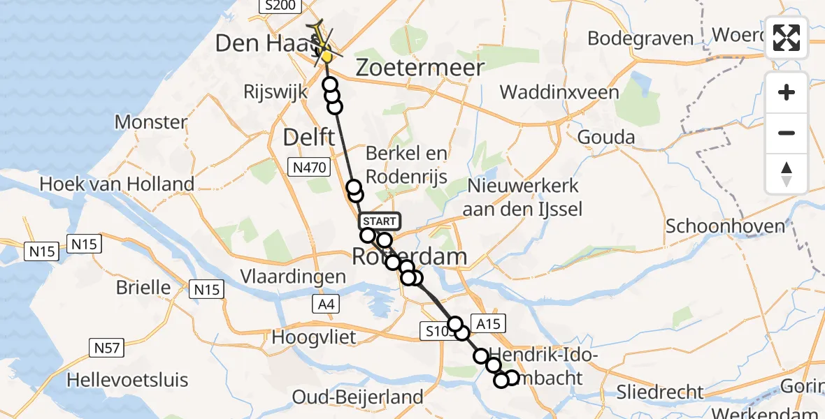 Routekaart van de vlucht: Lifeliner 2 naar Voorburg