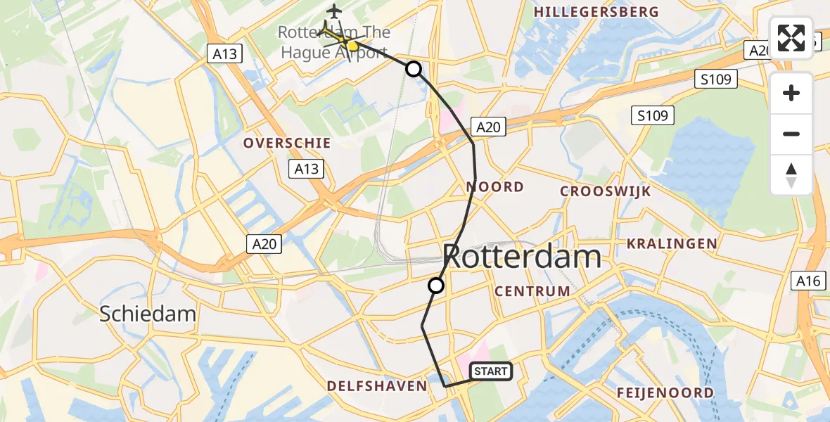 Routekaart van de vlucht: Lifeliner 2 naar Rotterdam The Hague Airport