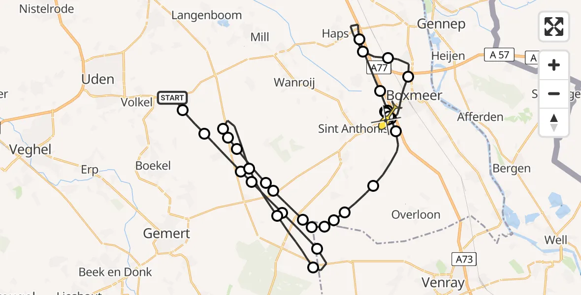 Routekaart van de vlucht: Lifeliner 3 naar Sint Anthonis