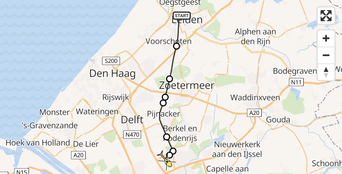 Routekaart van de vlucht: Lifeliner 2 naar Rotterdam The Hague Airport