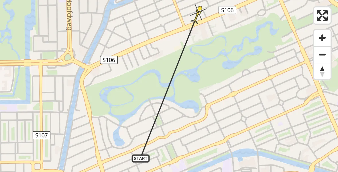 Vluchtroute Politiehelikopter van Amsterdam naar Amsterdam