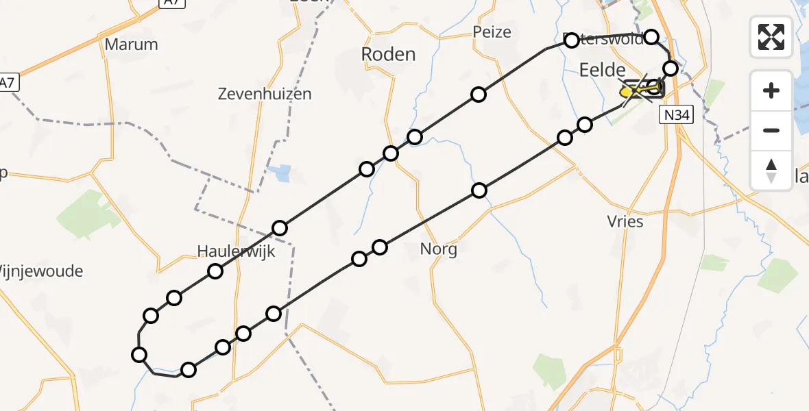 Routekaart van de vlucht: Lifeliner 4 naar Groningen Airport Eelde