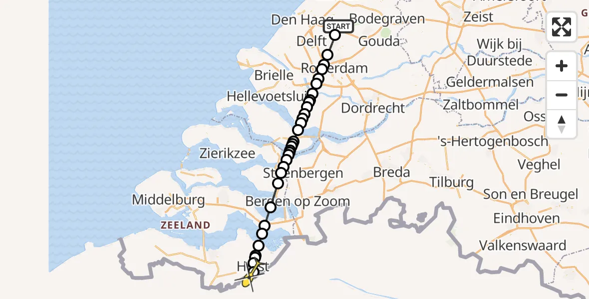 Routekaart van de vlucht: Lifeliner 2 naar Sint Jansteen