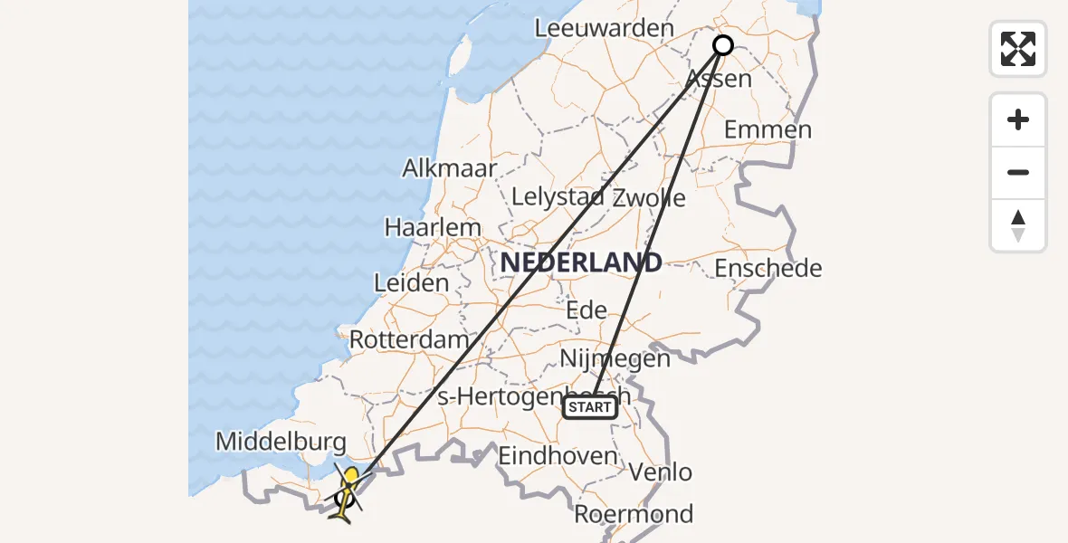 Routekaart van de vlucht: Traumahelikopter naar Hulst