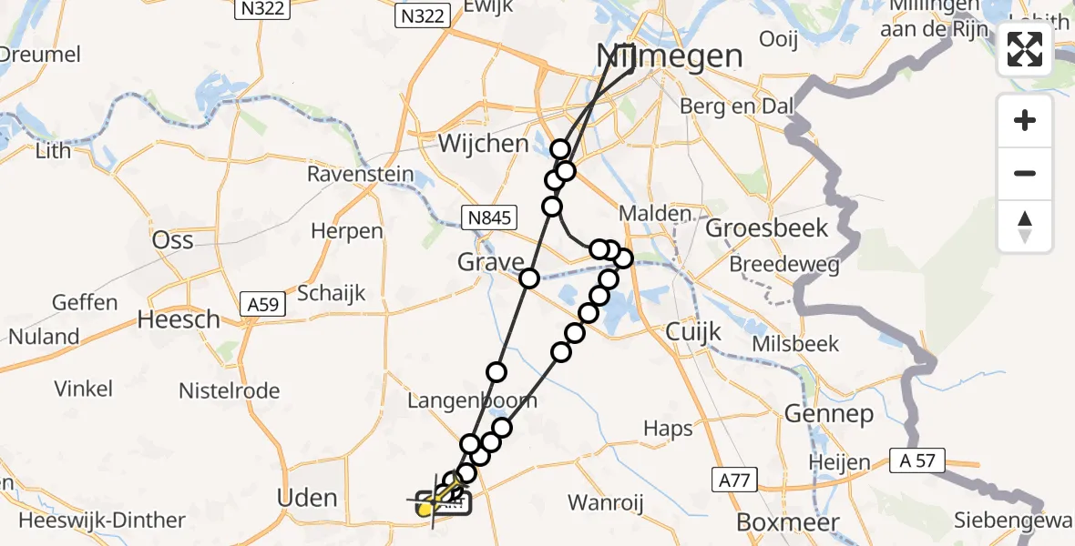 Routekaart van de vlucht: Lifeliner 3 naar Vliegbasis Volkel